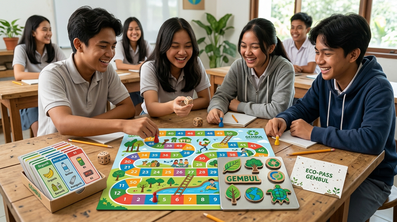 Siswa Bermain Ular Tangga GEMBUL dan Creative Eco-Kit